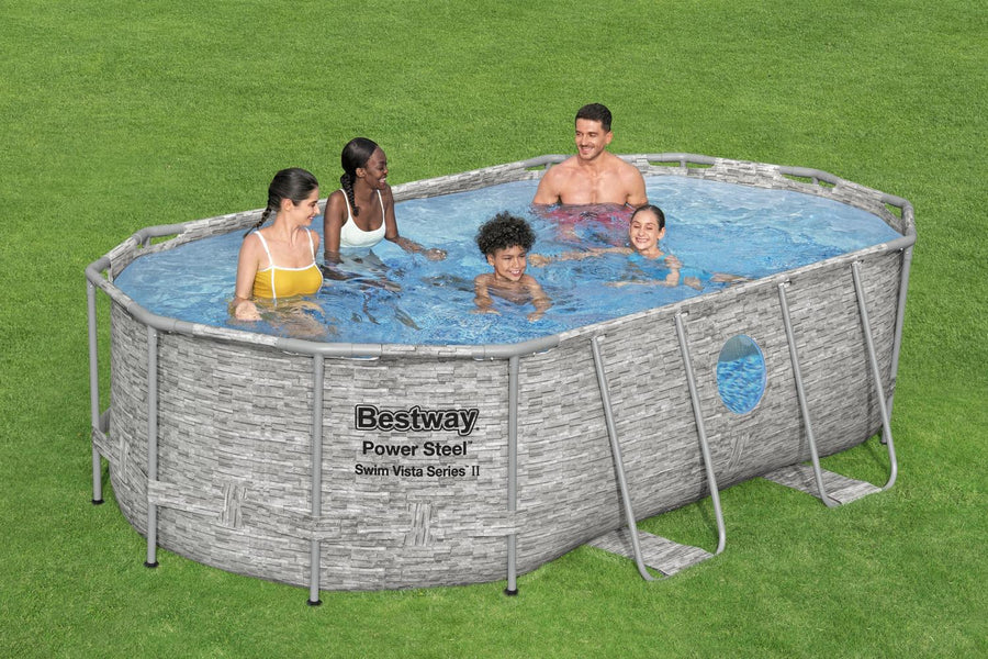 Piscina Bestway Ovalada Ventana Filtro+Acces 4.27X2.50X1.00M